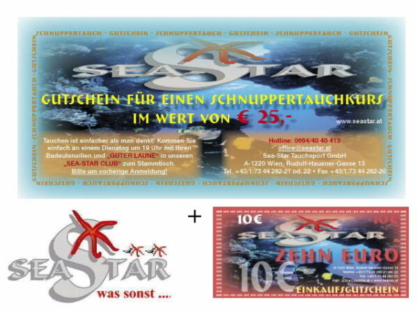 Gutschein € 10,- und Schnupperkurs Gutschein € 25,--0